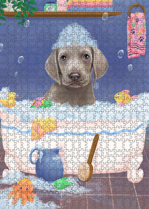 Rub A Dub Dog In A Tub Weimaraner Dog Portrait Jigsaw Puzzle for Adults Animal Interlocking Puzzle Game Unique Gift for Dog Lover's with Metal Tin Box PZL384