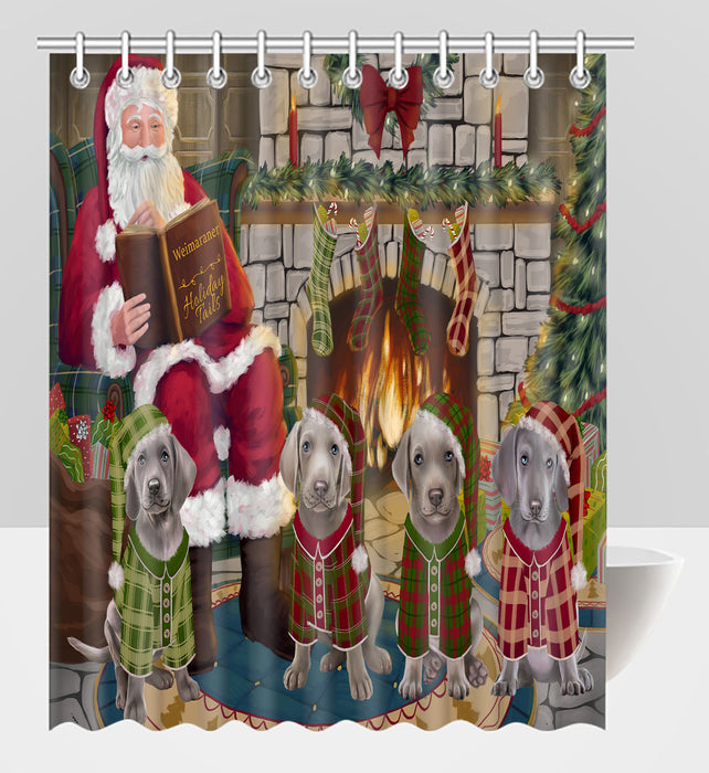 Christmas Cozy Holiday Fire Tails Weimaraner Dogs Shower Curtain