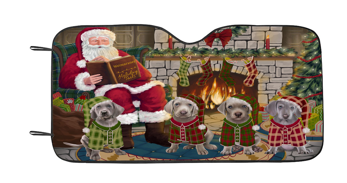 Christmas Cozy Holiday Fire Tails Weimaraner Dogs Car Sun Shade