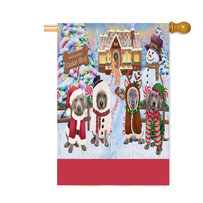 Personalized Holiday Gingerbread Cookie Shop Weimaraner Dogs Custom House Flag FLG-DOTD-A59305