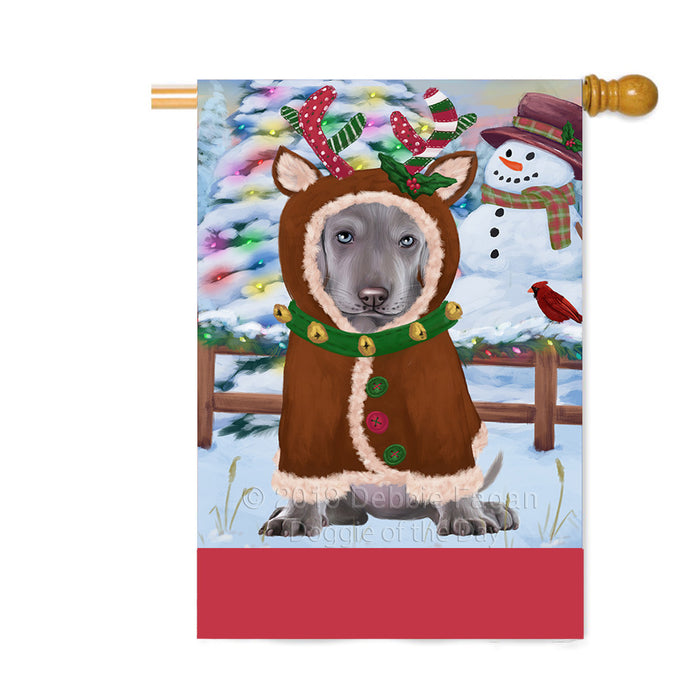 Personalized Gingerbread Candyfest Weimaraner Dog Custom House Flag FLG64002