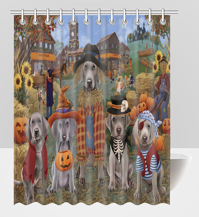 Halloween 'Round Town Weimaraner Dogs Shower Curtain