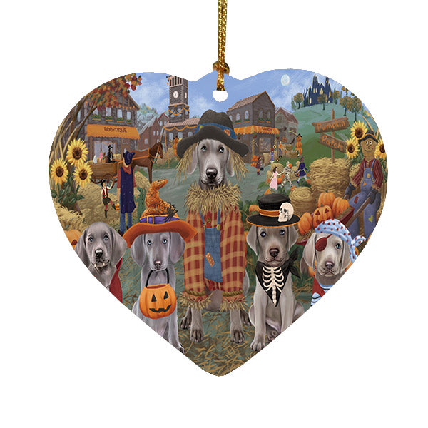 Halloween 'Round Town Weimaraner Dogs Heart Christmas Ornament HPOR57714
