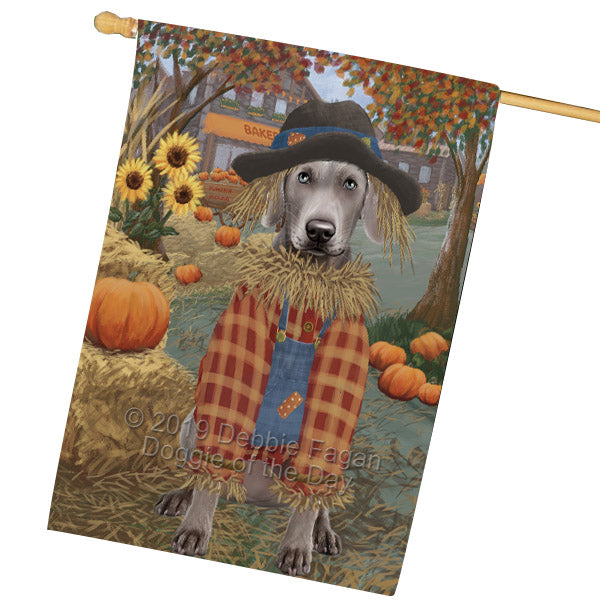 Fall Pumpkin Scarecrow Weimaraner Dogs House Flag FLG65987