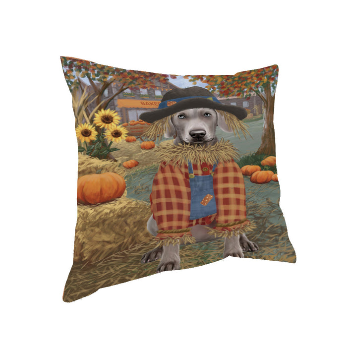 Fall Pumpkin Scarecrow Vizsla Dogs Pillow PIL85448 (18x18)