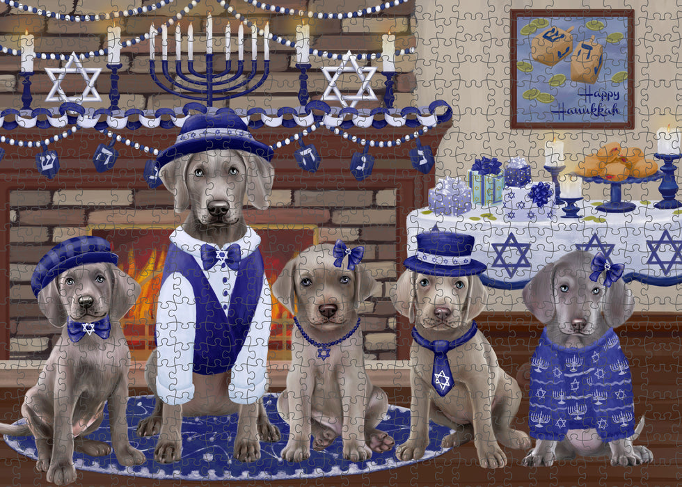 Happy Hanukkah Family Weimaraner Dogs Puzzle with Photo Tin PUZL98944