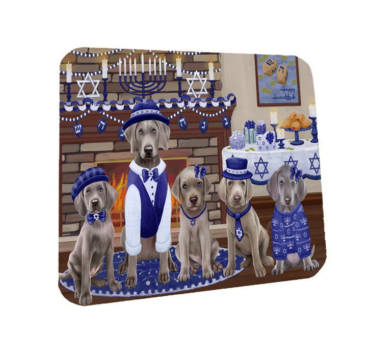 Happy Hanukkah Family Weimaraner Dogs Coasters Set of 4 CSTA57888