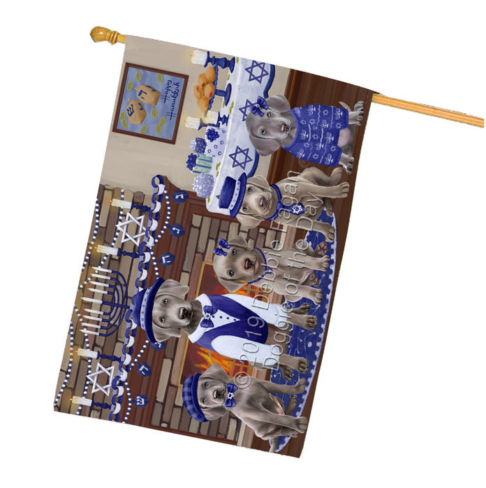 Happy Hanukkah Family Weimaraner Dogs House Flag FLG65956