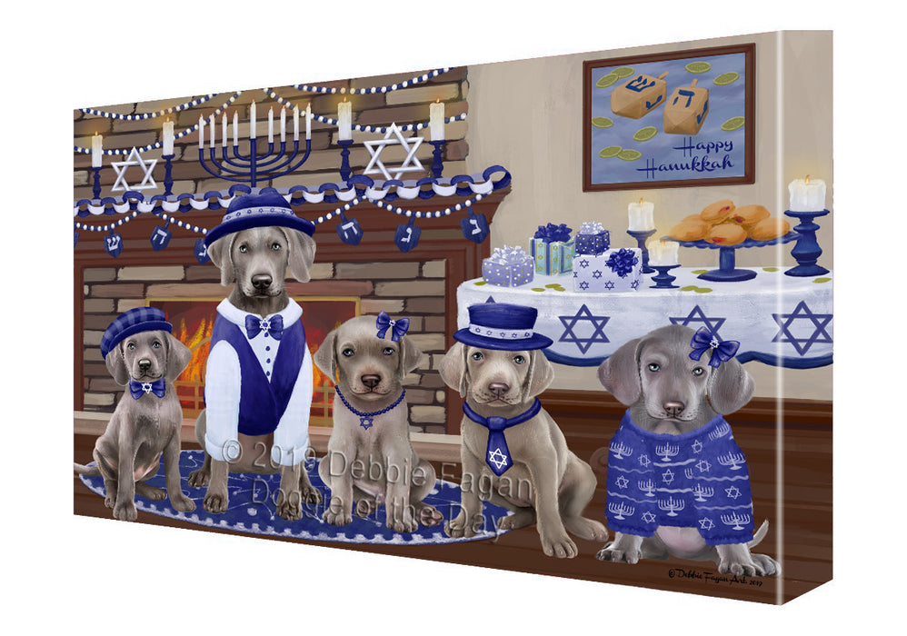 Happy Hanukkah Family Weimaraner Dogs Canvas Print Wall Art Décor CVS144359
