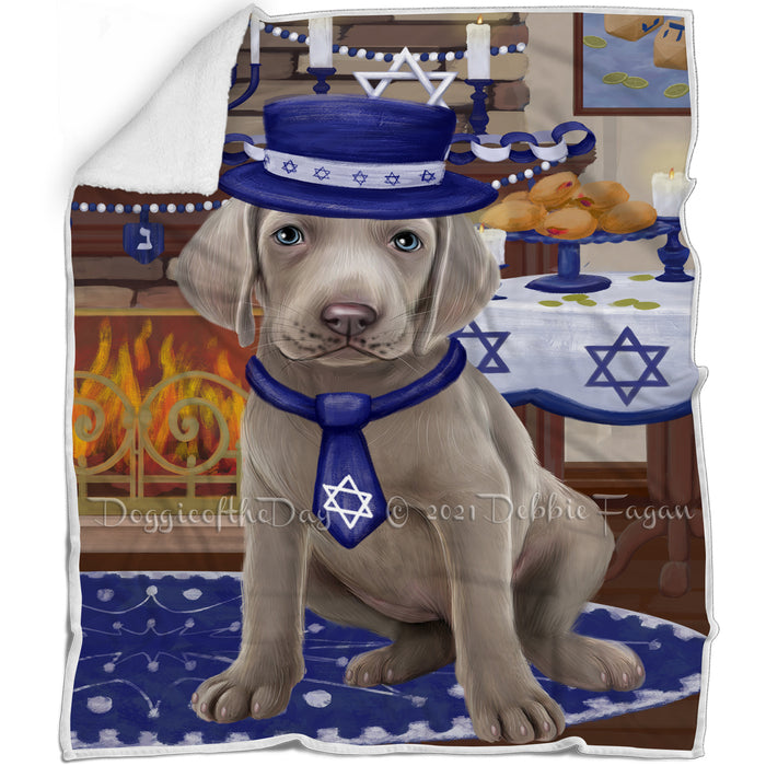 Happy Hanukkah Weimaraner Dog Blanket BLNKT144068