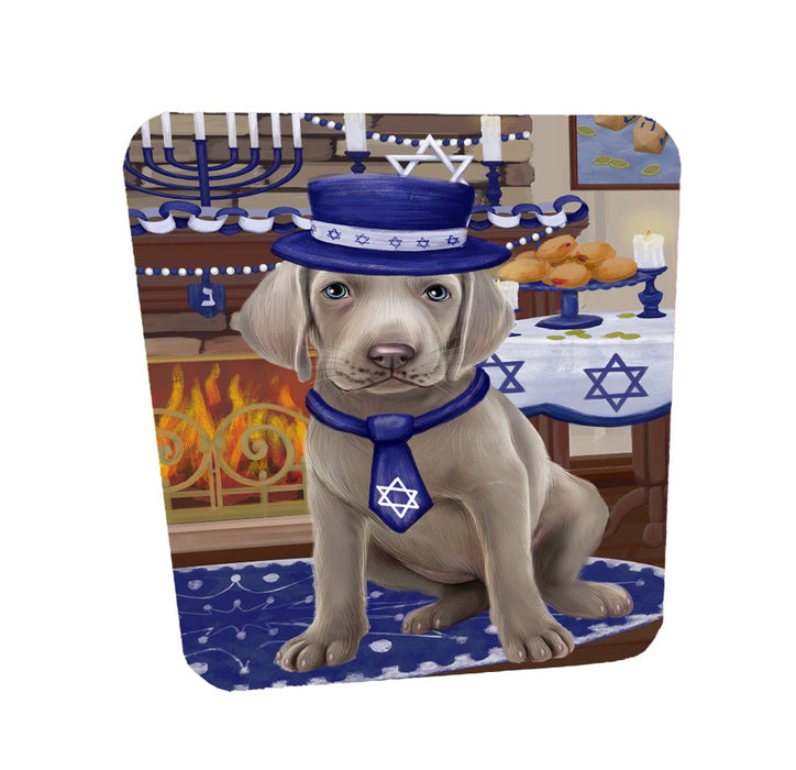 Happy Hanukkah Family Weimaraner Dogs Coasters Set of 4 CSTA58772