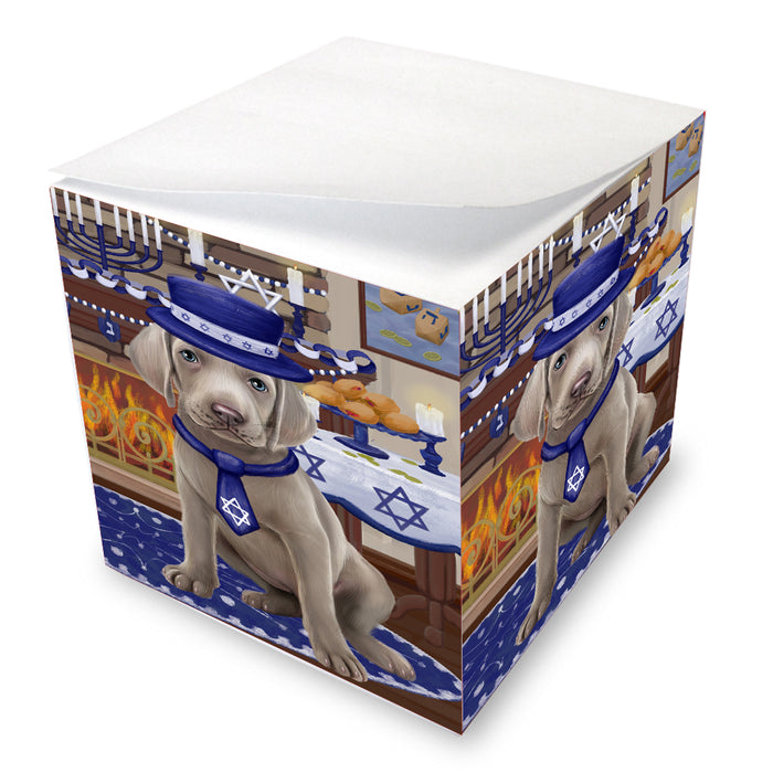 Happy Hanukkah Family Weimaraner Dogs Note Cube NOC-DOTD-A57663