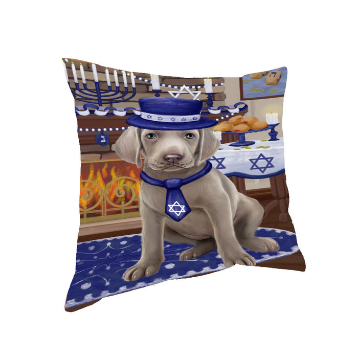 Happy Hanukkah Weimaraner Dog Pillow PIL85572