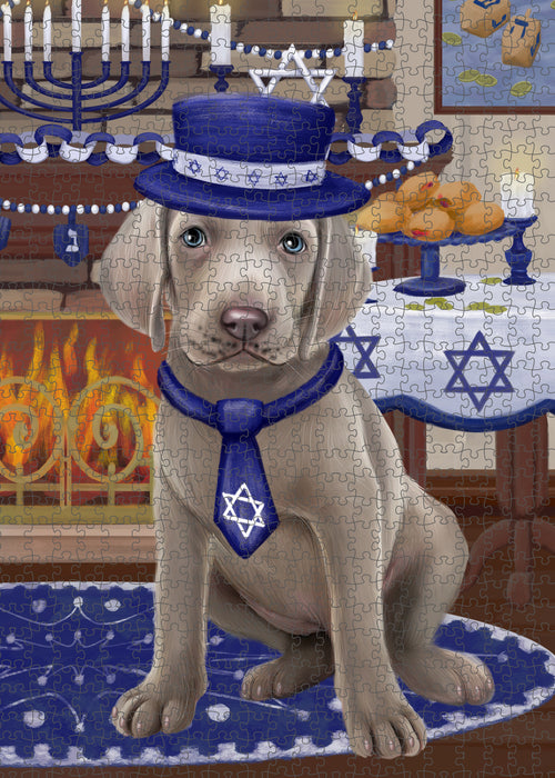 Happy Hanukkah Weimaraner Dog Puzzle with Photo Tin PUZ99188