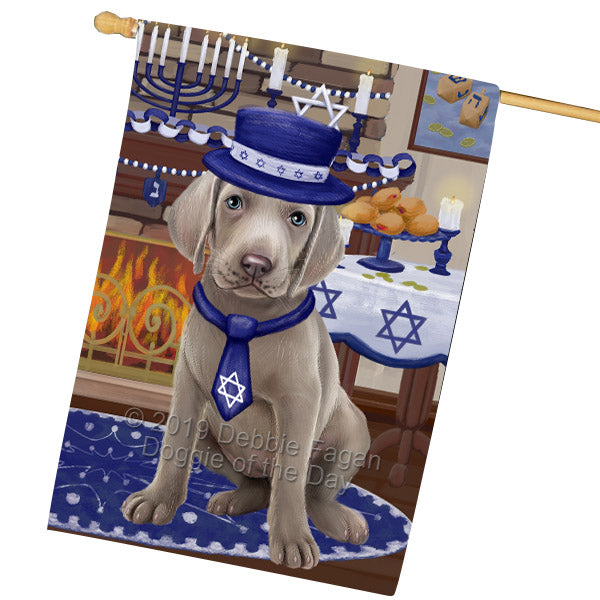 Happy Hanukkah Weimaraner Dog House Flag FLG66017