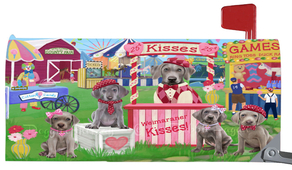 Carnival Kissing Booth Weimaraner Dogs Magnetic Mailbox Cover Both Sides Pet Theme Printed Decorative Letter Box Wrap Case Postbox Thick Magnetic Vinyl Material