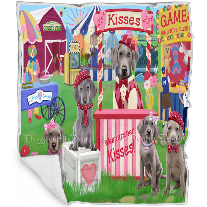 Carnival Kissing Booth Weimaraners Dog Blanket BLNKT123852