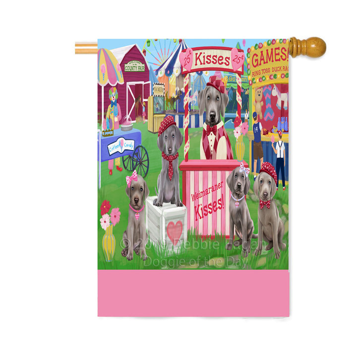 Personalized Carnival Kissing Booth Weimaraner Dogs Custom House Flag FLG63651