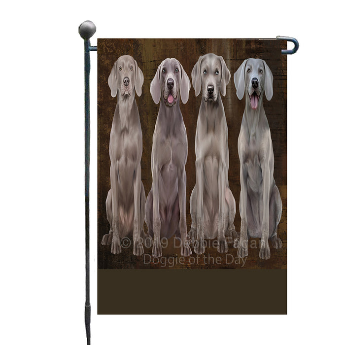 Personalized Rustic 4 Weimaraner Dogs Custom Garden Flag GFLG63363