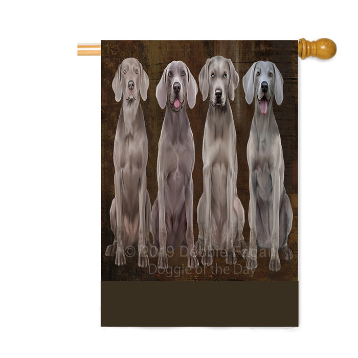 Personalized Rustic 4 Weimaraner Dogs Custom House Flag FLG64440