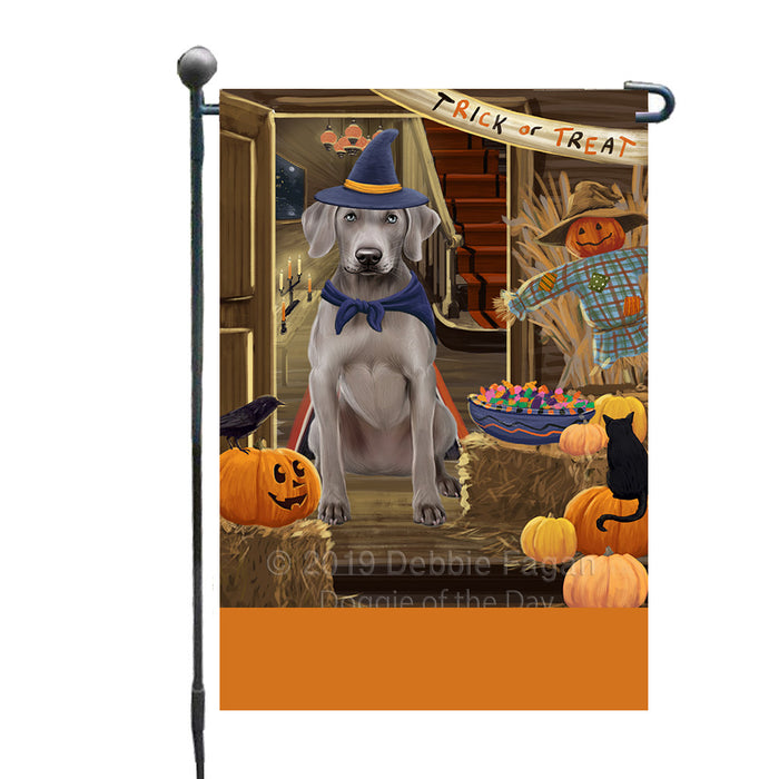 Personalized Enter at Own Risk Trick or Treat Halloween Weimaraner Dog Custom Garden Flags GFLG-DOTD-A59763