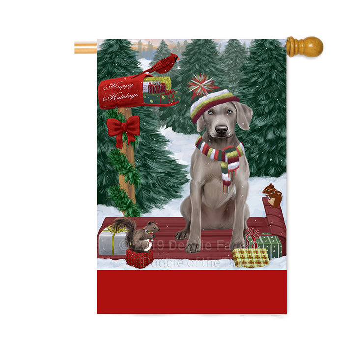 Personalized Merry Christmas Woodland Sled Weimaraner Dog Custom House Flag FLG-DOTD-A61777