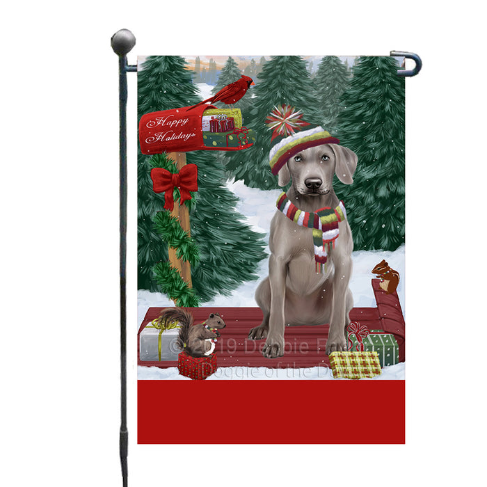 Personalized Merry Christmas Woodland Sled  Weimaraner Dog Custom Garden Flags GFLG-DOTD-A61721