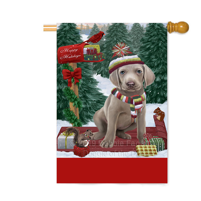 Personalized Merry Christmas Woodland Sled Weimaraner Dog Custom House Flag FLG-DOTD-A61778