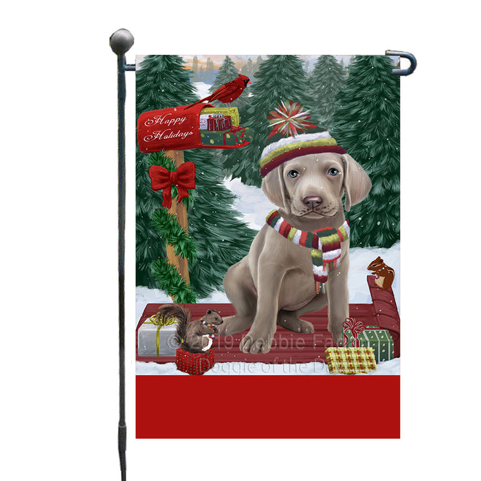 Personalized Merry Christmas Woodland Sled  Weimaraner Dog Custom Garden Flags GFLG-DOTD-A61722