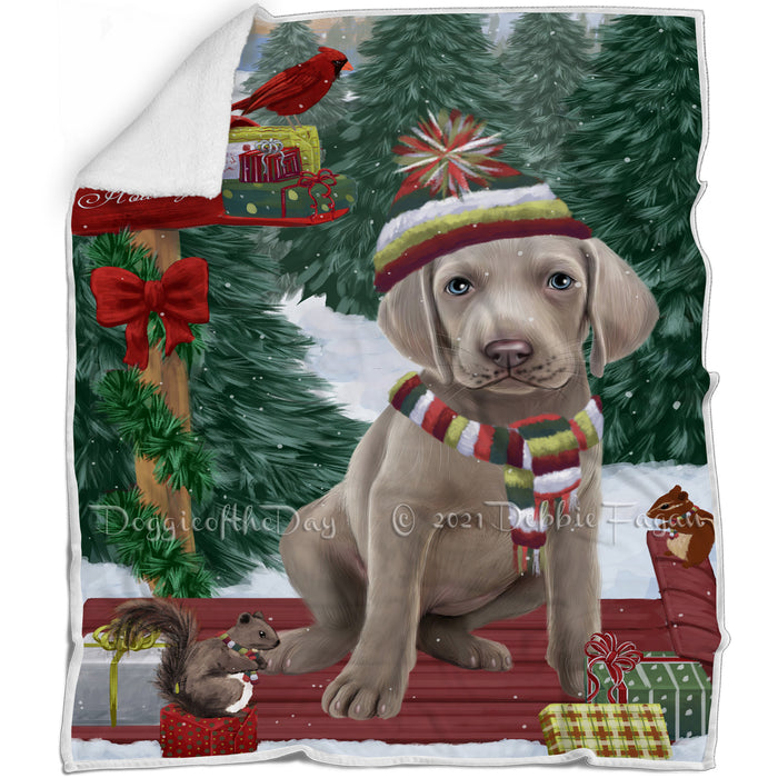 Merry Christmas Woodland Sled Weimaraner Dog Blanket BLNKT115014