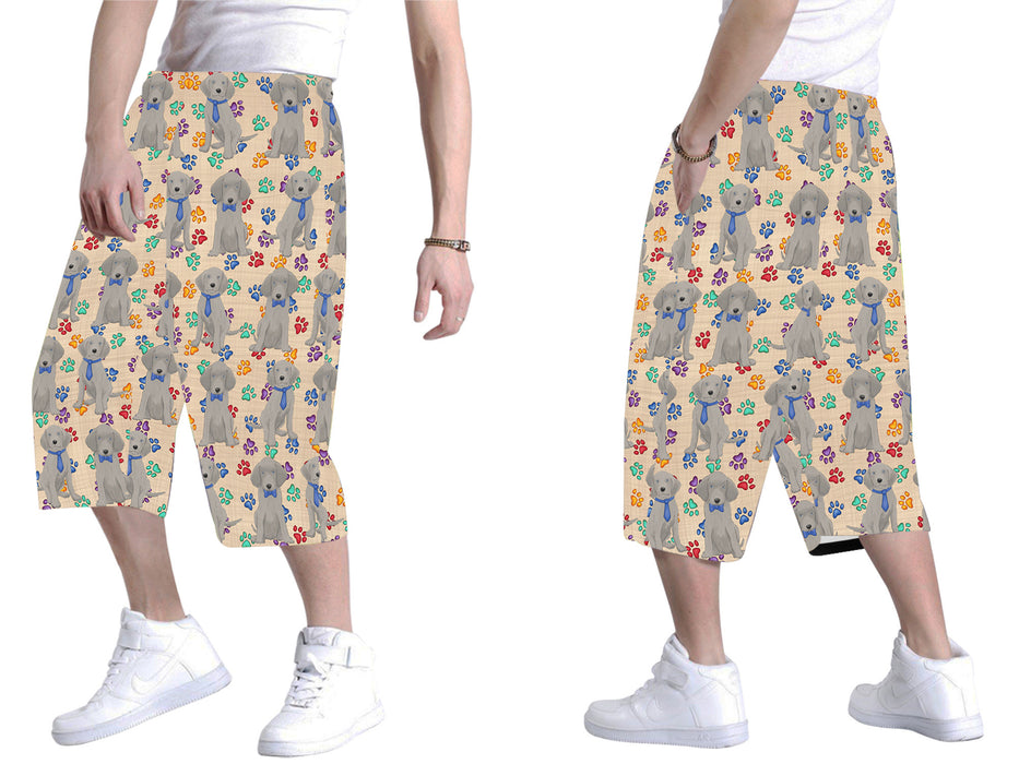 Rainbow Paw Print Weimaraner Dogs Blue All Over Print Men's Baggy Shorts