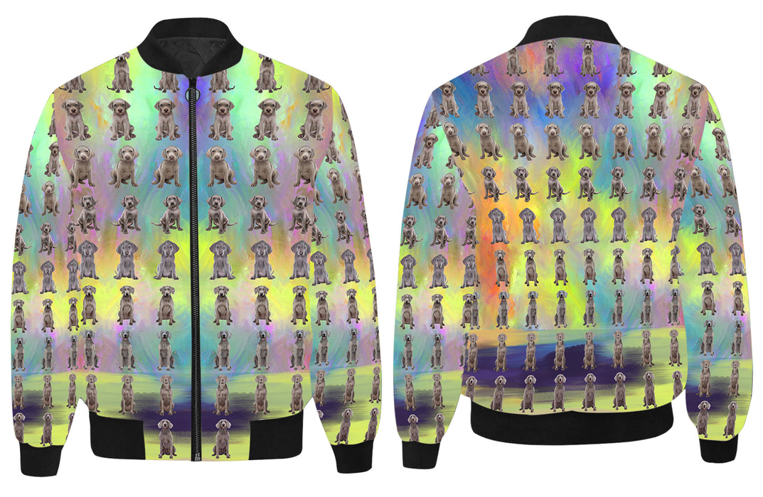 Paradise Wave Weimaraner Dogs All Over Print Quilted Bomber Men's Jacket
