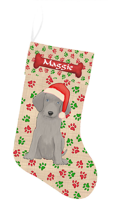 Pet Name Personalized Christmas Paw Print Weimaraner Dogs Stocking