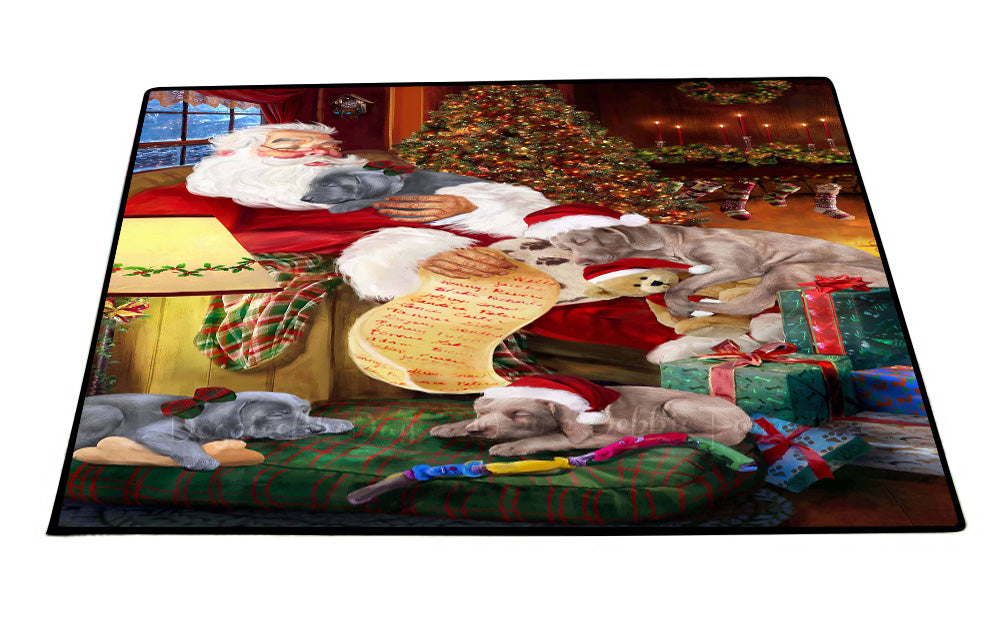 Santa Sleeping with Weimaraner Dogs Floor Mat- Anti-Slip Pet Door Mat Indoor Outdoor Front Rug Mats for Home Outside Entrance Pets Portrait Unique Rug Washable Premium Quality Mat