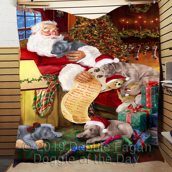 Santa Sleeping with Weimaraner Dogs Quilt