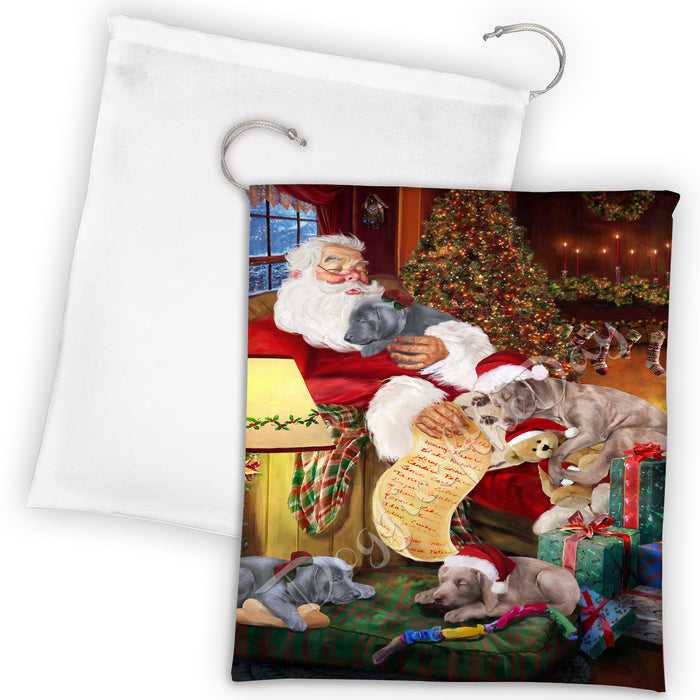 Santa Sleeping with Westies Dogs Drawstring Laundry or Gift Bag LGB48862