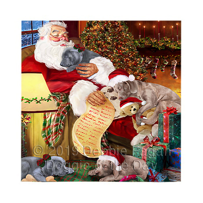 Santa Sleeping with Weimaraner Dogs Square Towel 