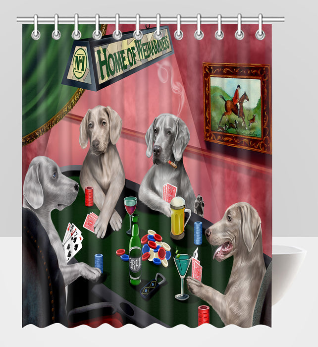 Home of  Weimaraner Dogs Playing Poker Shower Curtain
