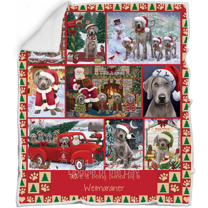 Love is Being Owned Christmas Weimaraner Dogs Blanket BLNKT143508