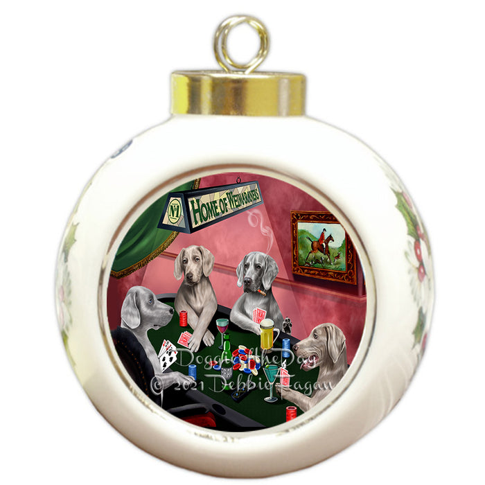 Home of Poker Playing Weimaraner Dogs Round Ball Christmas Ornament Pet Decorative Hanging Ornaments for Christmas X-mas Tree Decorations - 3" Round Ceramic Ornament