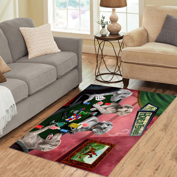 Home of  Weimaraner Dogs Playing Poker Area Rug
