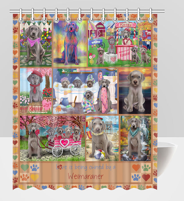 Love is Being Owned Weimaraner Dog Beige Shower Curtain