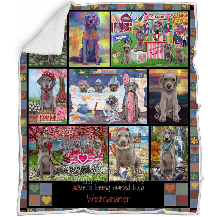 Love is Being Owned Weimaraner Dog Grey Blanket BLNKT138045