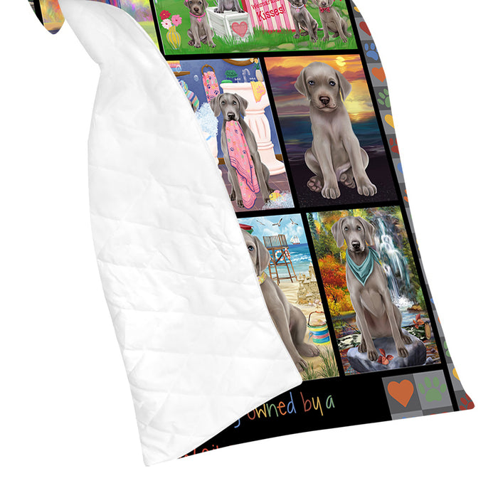 Love is Being Owned Weimaraner Dog Grey Quilt