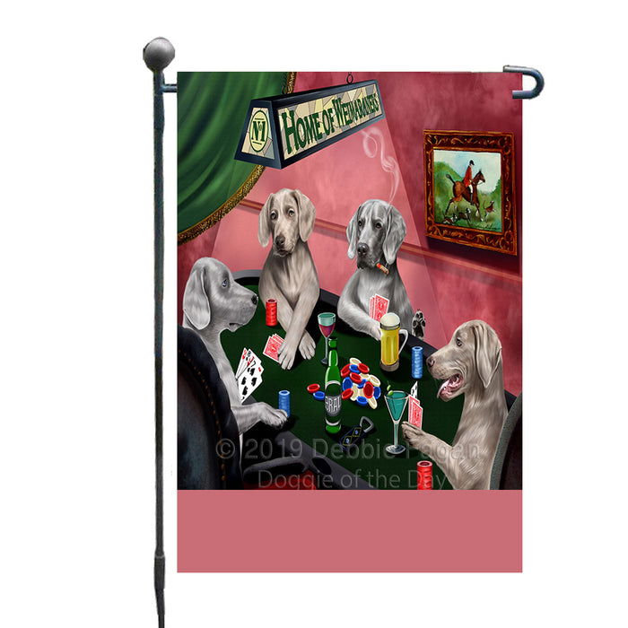 Personalized Home of Weimaraner Dogs Four Dogs Playing Poker Custom Garden Flags GFLG-DOTD-A60305