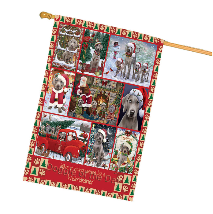 Love is Being Owned Christmas Weimaraner Dogs House Flag FLG66104