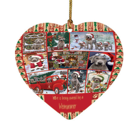 Love is Being Owned Christmas Weimaraner Dogs Heart Christmas Ornament HPOR57892