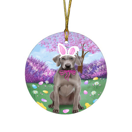Weimaraner Dog Easter Holiday Round Flat Christmas Ornament RFPOR49282