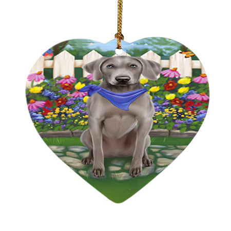 Spring Floral Weimaraner Dog Heart Christmas Ornament HPOR52185