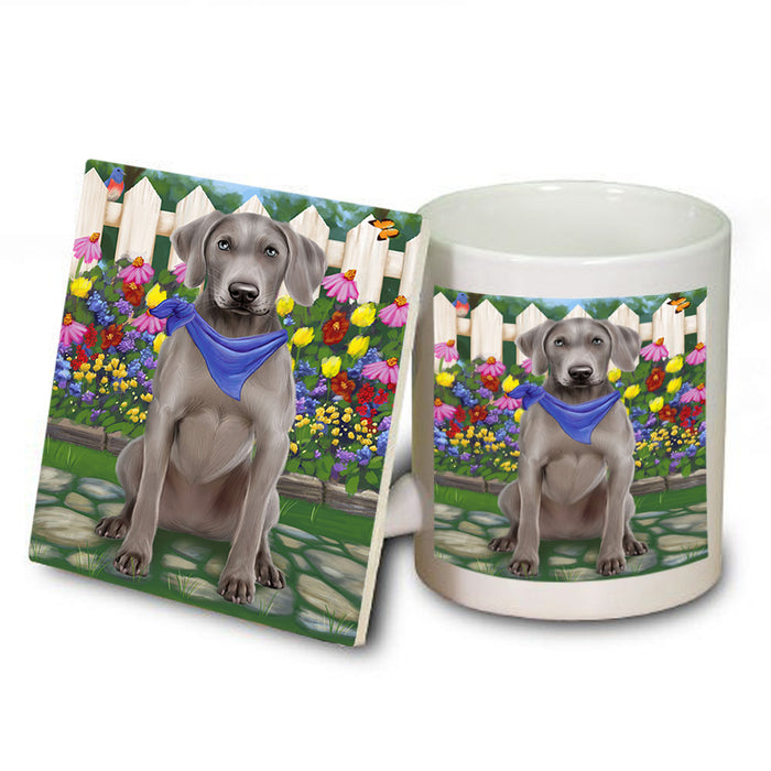 Spring Floral Weimaraner Dog Mug and Coaster Set MUC52270